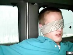 This sexy straight blindfolded hunk is blown by a stud