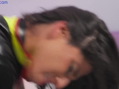 FEMBOYX - IR spandex femboy in mittens barebacked by nicely-shaped jock