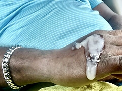 Black guy masturbating outdoor and cumming with big load