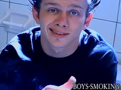 Stud Gay Ian Madrox Lights Up Cigar And Tugs Cock With Hand