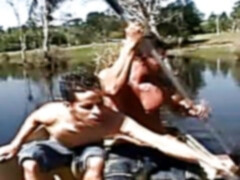 Hot outdoors gay bareback action with Latino boys
