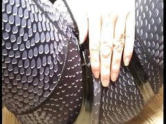 Shiny black Latex with body straps