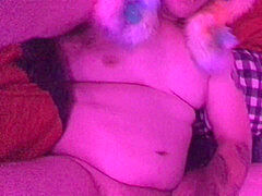 plump Sissy In Blue g-string Solo have fun