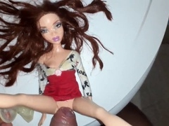 crimson sundress Barbie puts a condom on me and let me boink her