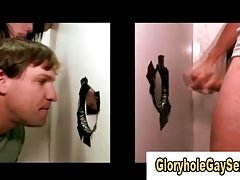 Conned straight guy gets gay gloryhole blowjob