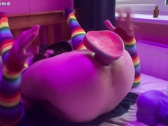 Size Queen Femboy Raine Stretched By Huge Toys!
