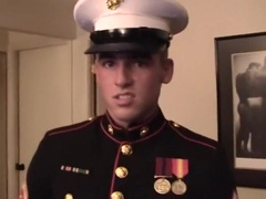 Hunky Man in Uniform Playing with Dick