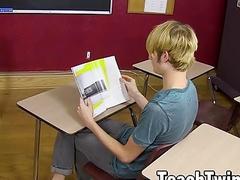 Blonde twink hardcore fuck with teacher