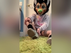 Furry Nerd Showing Off Feet Verbal Jerking Off With Sock
