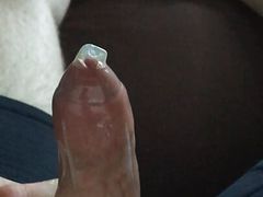 Shaved Cock Masturbating With Condom