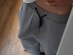 Letting my huge cock out of my sweatpants