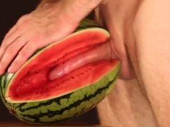 water melon cum - fucking a melon and cumming 3