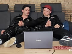 Watching porn and jerking together