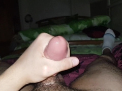 NUBILE STROKING HIS GIGANTIC MAN SAUSAGE YAM-SIZED CUM-SHOT