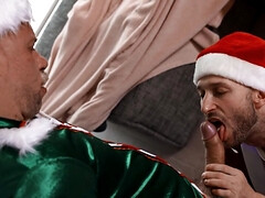 Twinks swap stepdads for restless foursome sex on Christmas eve