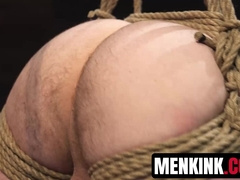Helpless and restrained Miles Fallon wiggles in agony as top dildo drills his ass