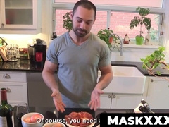 MaskXXX.com - Big cocked hunk's post-cooking wanking session is a real treat