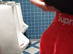 Johnholmesjunior CAUGHT jerking huge cock in busy vancouver park bathroom real risky