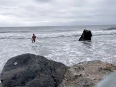 Nude secluded beach  swimming naked ocean and me