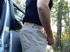 Jerking Off Outside By My Car. I Needed To Stretch My Cock