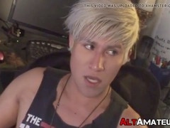 Cute emo blonde guy gets hardcore fucked and milked by interviewer