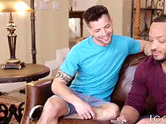 tatted Casey Everett blows meatpipe before bi-racial banging