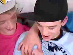 twink is drilled by three boys