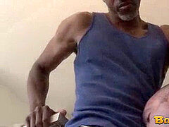 naughty bottom stud stretched out with huge black fuck-stick