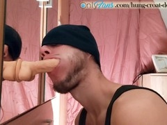 Hung stud enjoys solo session with his thick white cock