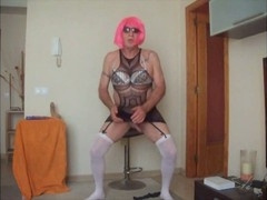 Crossdresser sissycoca1 in hot striptease and sex session