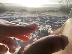 Beach sunset masturbating