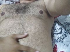 Young fat bear shows his body and masturbates.