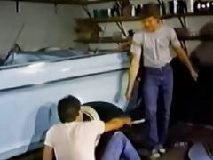 Vintage gay orgy movie in a garage