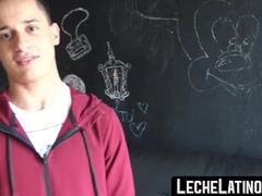 LecheLatinos.com - Cute young Latino barebacked and facialized by a huge cock in a wild romp