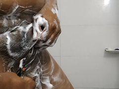 Indian nude bath and full body with genitals shaving