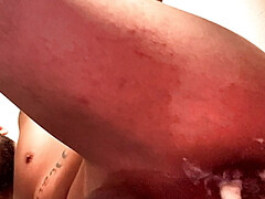 Playing wit dildo after fuck cum close up