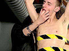 victim stud strapped up and jerked off several times