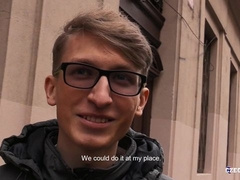 Nerdy twink tourist enjoying bareback anal in POV