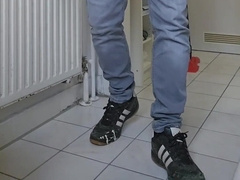 Pee and jizm in trousers and sneakers