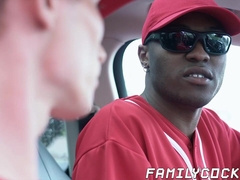 Interracial bareback between black stepdad and his white son