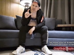 Alpha male trampling instructor for new gay cummers