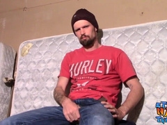 Kinky hetero thug Nolan strokes his phat man-meat and pops solo