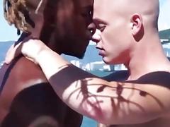 Interracial gay couple find plenty of places to fuck