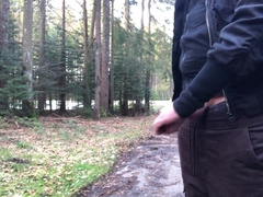 Stud with ample boner jacking and nutting near the street