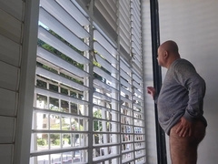 Daddys Bottomless Looking Outside Getting Aroused - And Releasing His Lo
