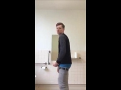 Boy sagging and cum at university 5