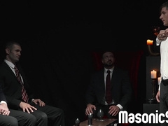 Marco Napoli barebacks newcomer Cole Blue in front of the other lecturers