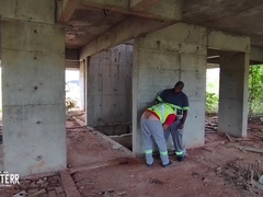 Employee gets exhilarated watching his fucking partner and gives it to him in construction