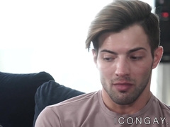 Young jock Casey Everett sliding on big stepdaddy cock