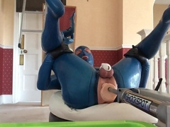 pvcsissy in chastity anal fucking machine 3